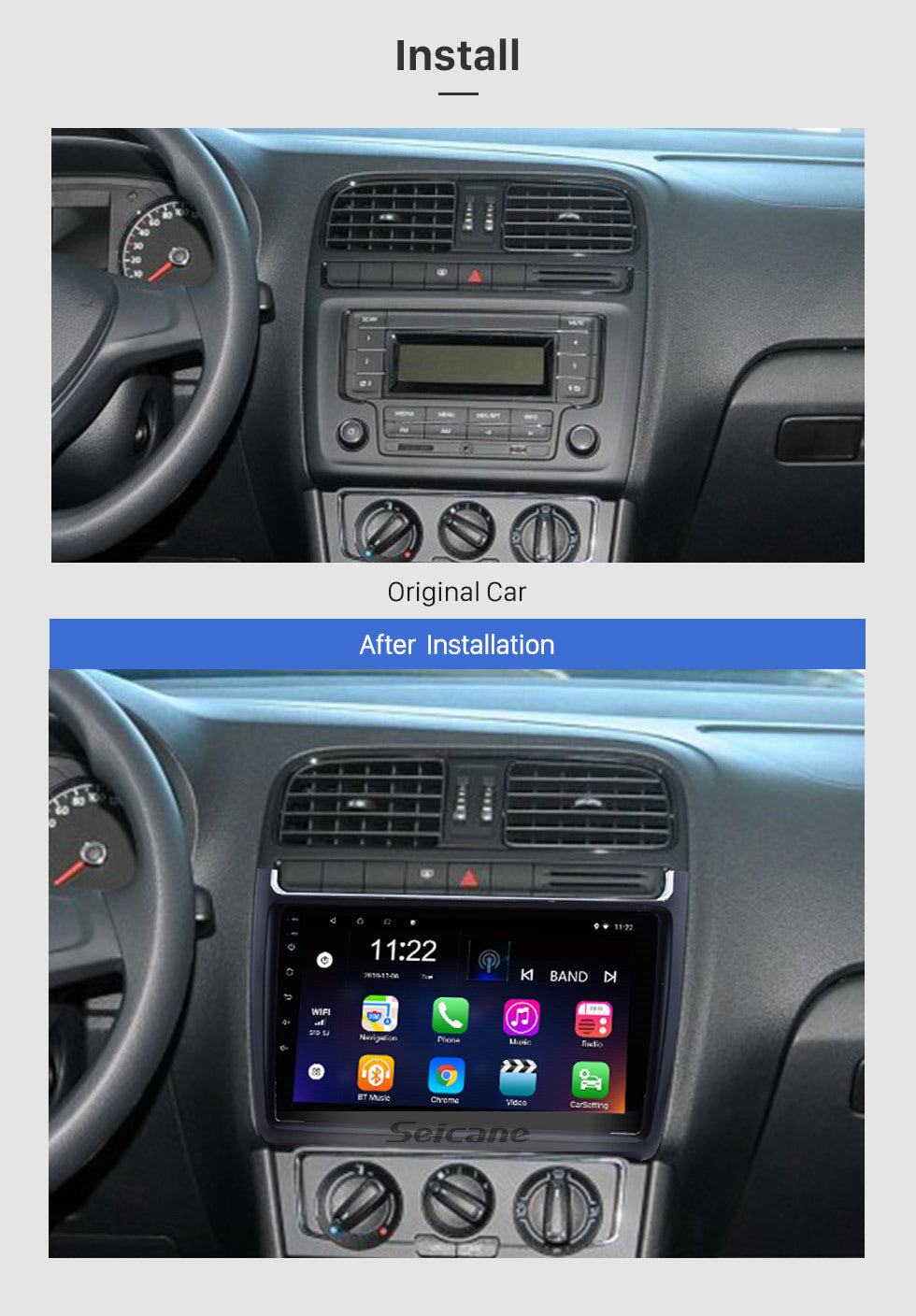 POSTE RADIO ANDROID VOLKSWAGEN POLO 2012 - RT MAROC