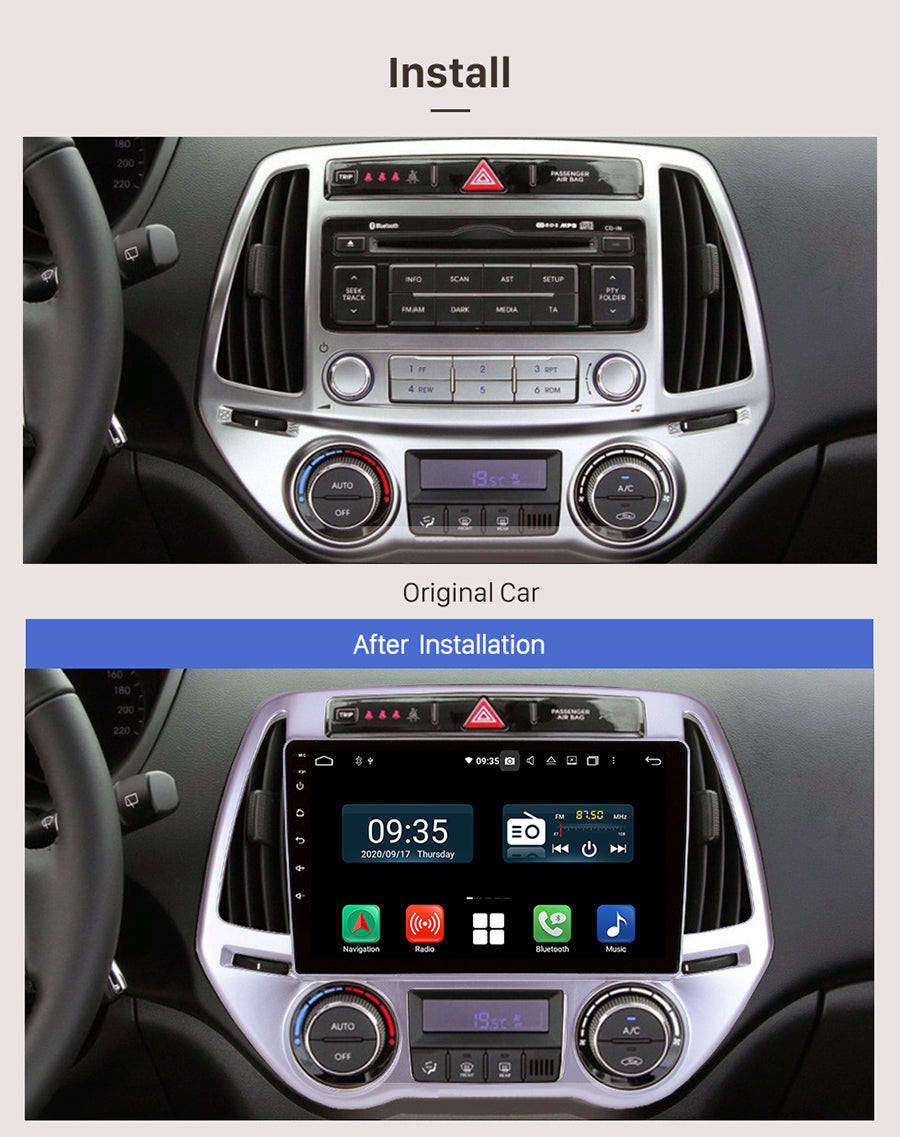 POSTE RADIO ANDROID HYUNDAI I20 2012 AC AUTO - RT MAROC