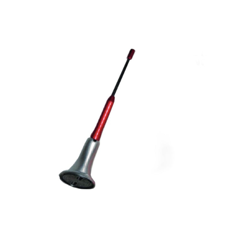 Antenne universelle rouge et chromée avec base évasée AC-117