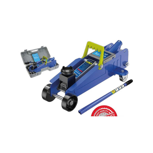 2T FLOOR JACK BLACK/BLUE 6.5KG - Cric rouleur 2 Tons/6.5kg, hauteur min ≥135mm, hauteur max ≤320mm, poids 6.5kg, modèles recommandés: winch, minivan 92201